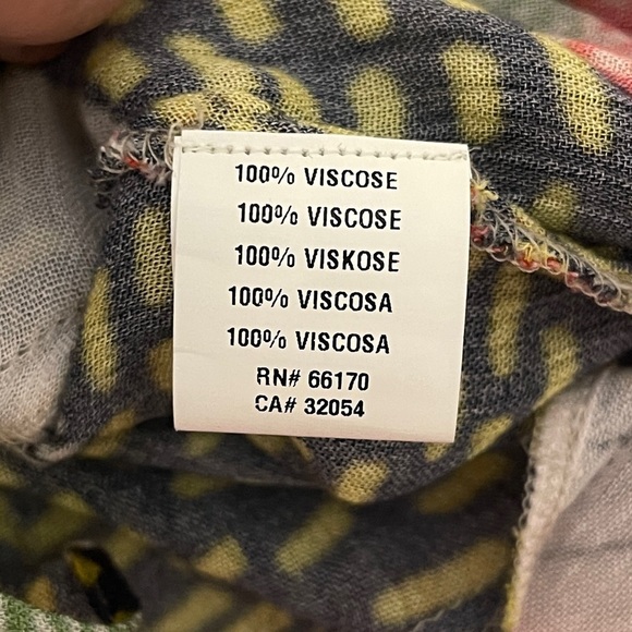 Anthropologie Bl-nk Colorful Abstract Patchwork Long Sleeve Tie Waist Blouse - Picture 11 of 13